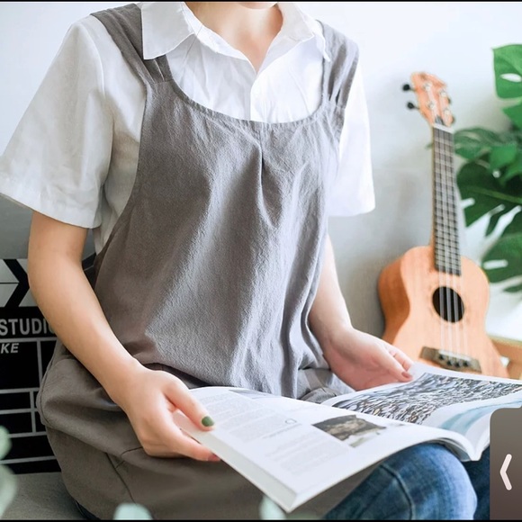 Linen Apron+ Pinafore+Gift Ideas+Gray+Kaki+OSFA - Picture 5 of 12